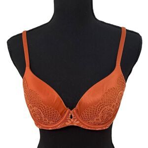Victoria's Secret Body by Victoria Lined Demi Orange Lace Bra